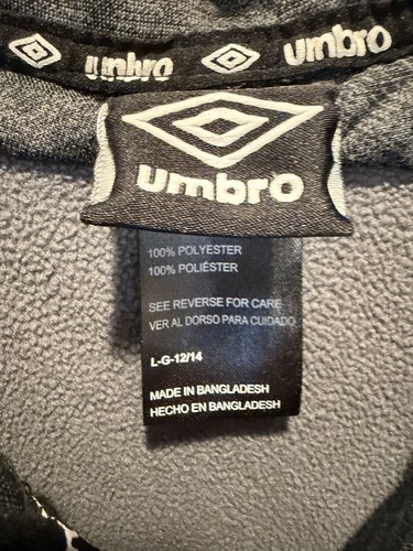 Umbro Hoodie Boys LG 12/14 Youth Gray Sweatshirt Full Zip - photo 2