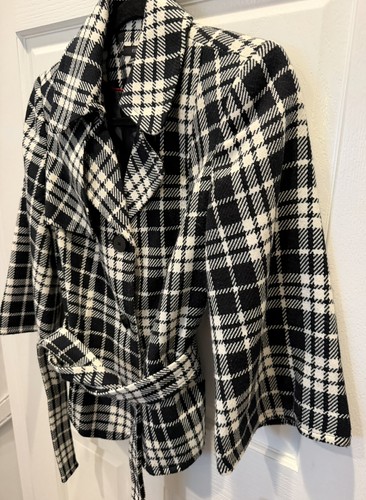 East 5th Black & White Belted Jacket 3/4 Sleeve Size M - photo 3