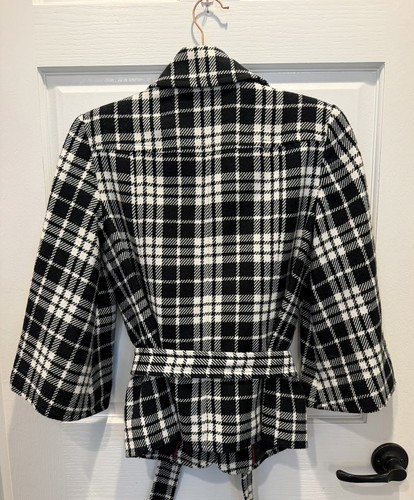 East 5th Black & White Belted Jacket 3/4 Sleeve Size M - photo 4