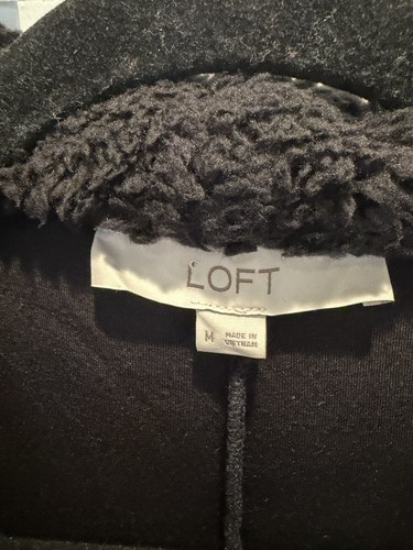 LOFT Open Front Black SHERPA VEST Size Women's LARGE With Pocket - photo 4