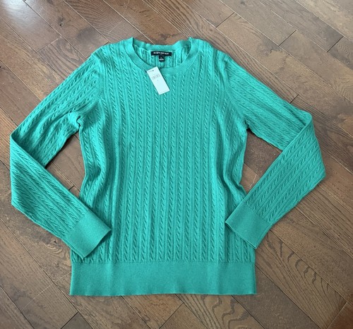 Banana Republic Sweater Womens LARGE Green Lightweight Cable Kni