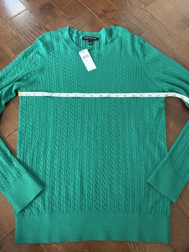 Banana Republic Sweater Womens LARGE Green Lightweight Cable Kni - photo 3