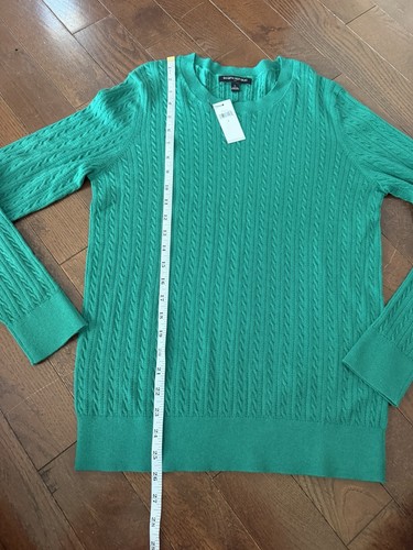 Banana Republic Sweater Womens LARGE Green Lightweight Cable Kni - photo 4