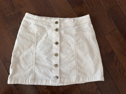 Forever 21 White Corduroy Button Front Mini Skirt Size 11/12