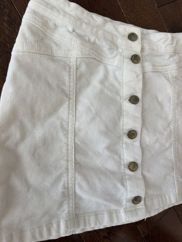 Forever 21 White Corduroy Button Front Mini Skirt Size 11/12 - photo 4