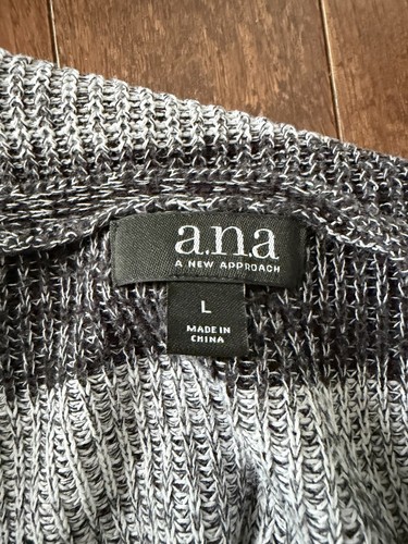 Women's LARGE Gray Striped Cotton Sweater - photo 2