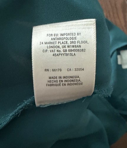 Anthropologie Teal Sleeveless Blouse Women’s SZ 6 Chiffon Lace - photo 5
