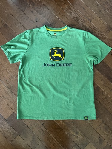 John Deere T-Shirt Mens LARGE Green/Yellow Logo Tractor Farm