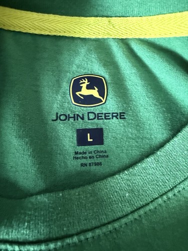 John Deere T-Shirt Mens LARGE Green/Yellow Logo Tractor Farm - photo 2