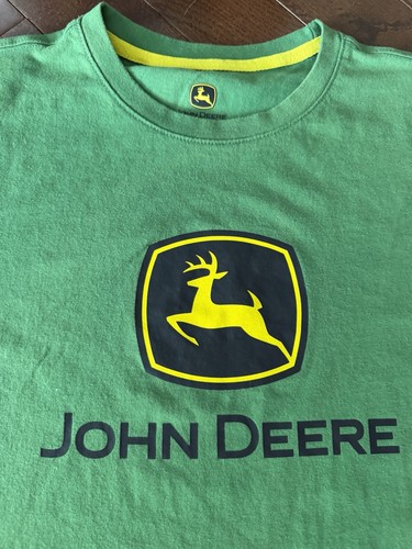 John Deere T-Shirt Mens LARGE Green/Yellow Logo Tractor Farm - photo 3