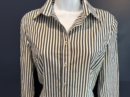 Zara Grey/White Striped Collared Button-Up Shirt - photo 5