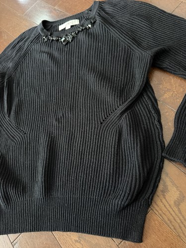 Ann Taylor LOFT Womens MED Black Beaded Neck Sweater - photo 4