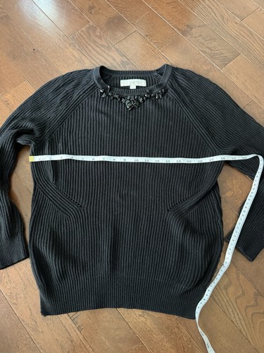 Ann Taylor LOFT Womens MED Black Beaded Neck Sweater - photo 5