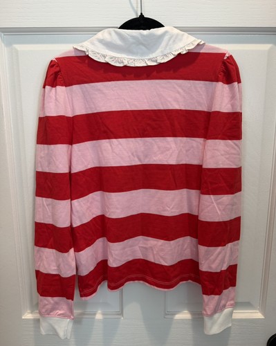 Janie & Jack Girls Size 10 Rugby Striped Heart Valentine Shirt - photo 3