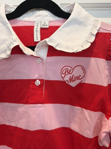 Janie & Jack Girls Size 10 Rugby Striped Heart Valentine Shirt - photo 5
