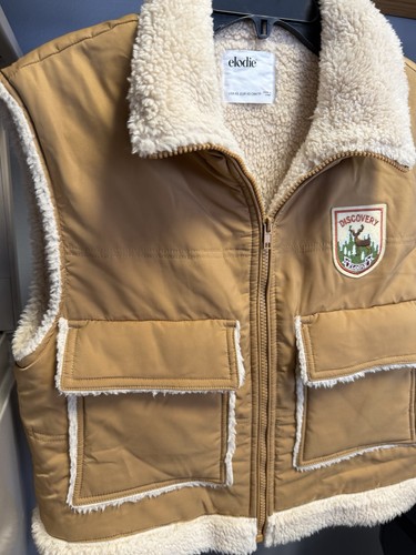 Elodie Retro Faux Shearling Lined Camel Vest Size XS - photo 3
