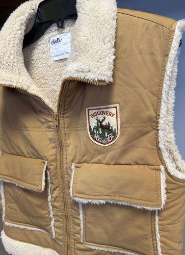 Elodie Retro Faux Shearling Lined Camel Vest Size XS - photo 5