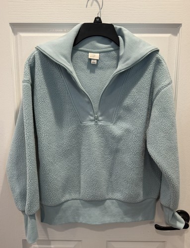 A New Day Women's Baby Blue Sherpa Quarter Zip Sweatshirt