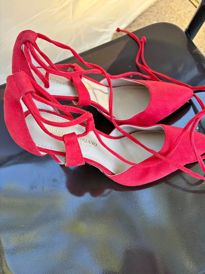 Christian Siriano Red Lace Up Heels 6.5