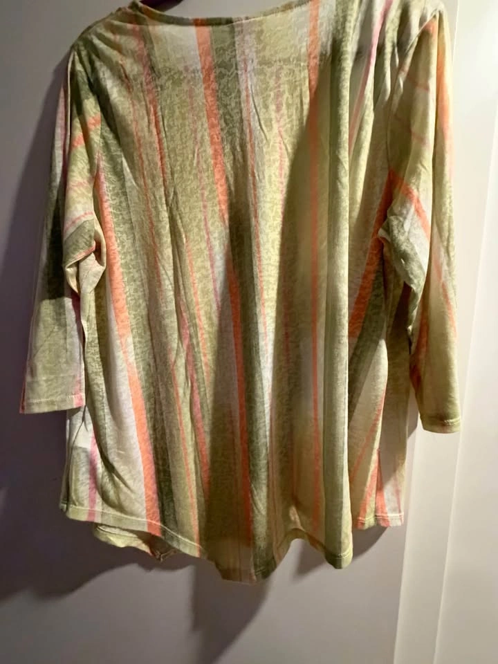 Ruby Rd. Woman Striped Studded 3/4 Sleeve Top - photo 2