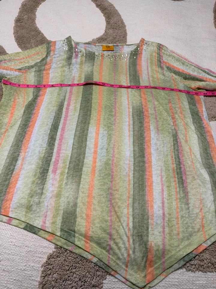 Ruby Rd. Woman Striped Studded 3/4 Sleeve Top - photo 3