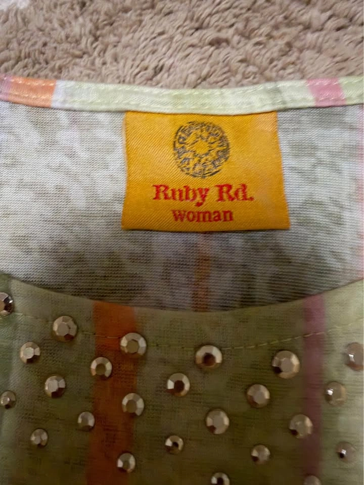 Ruby Rd. Woman Striped Studded 3/4 Sleeve Top - photo 4