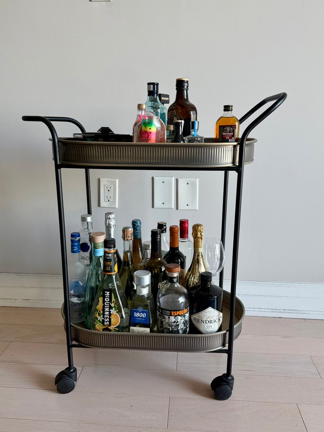 2-Tier Metal Bar Cart with Wheels - photo 3
