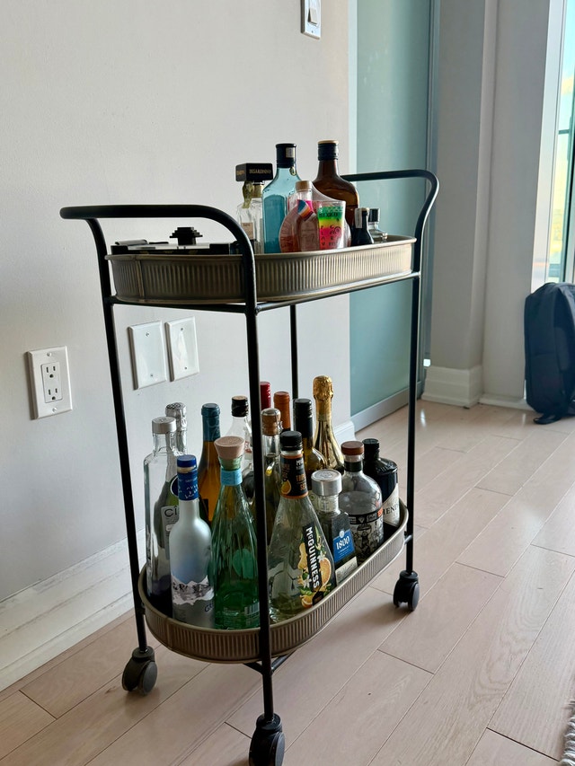 2-Tier Metal Bar Cart with Wheels - photo 4