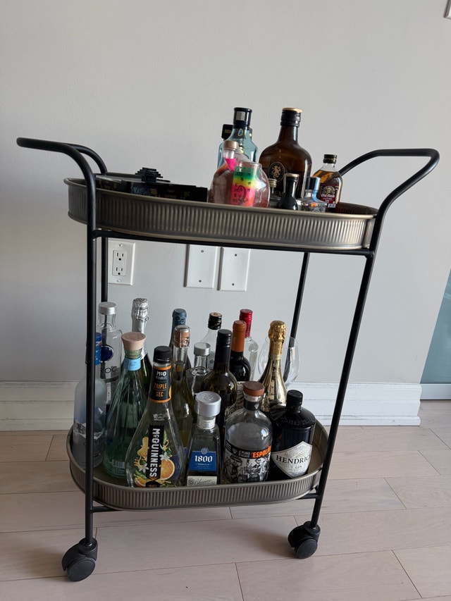 2-Tier Metal Bar Cart with Wheels - photo 5