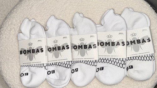 Bombas Socks Women’s Small White Ankle Socks 5 Pairs New NWT