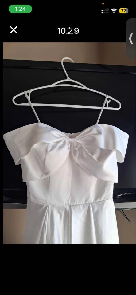 Satin Off-shoulder White Long Dress - photo 2