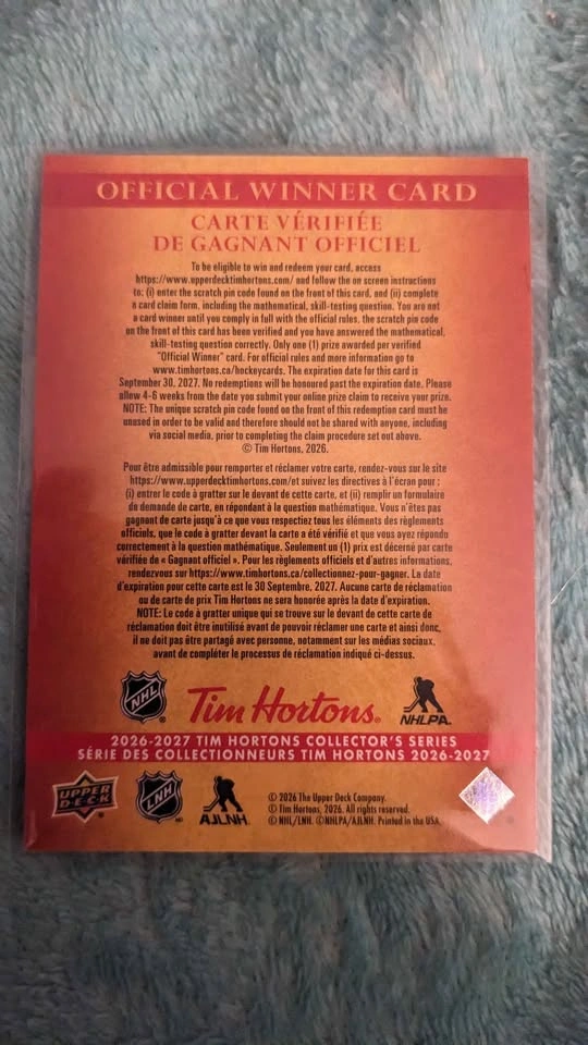 2026-27 Upper Deck Tim Hortons Yegor Sharangovich Jersey Relic - photo 2