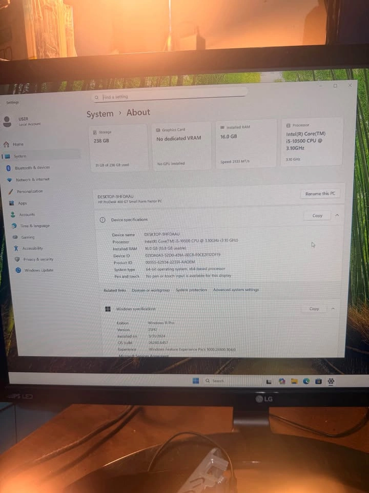 HP ProDesk i5-10500 Desktop PC – 16GB RAM + SSD + 24” Monitor - photo 2