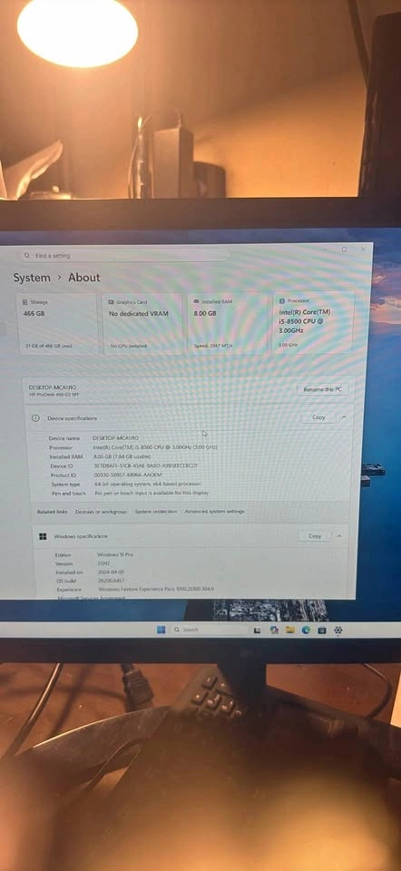 HP ProDesk 400 G5 Desktop PC – i5-8500 | 8GB RAM | 500GB | Windo