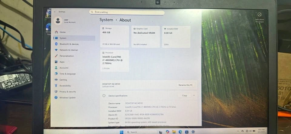 Dell Latitude E6540 – Intel i7 – 8GB RAM – 500GB – Windows 11