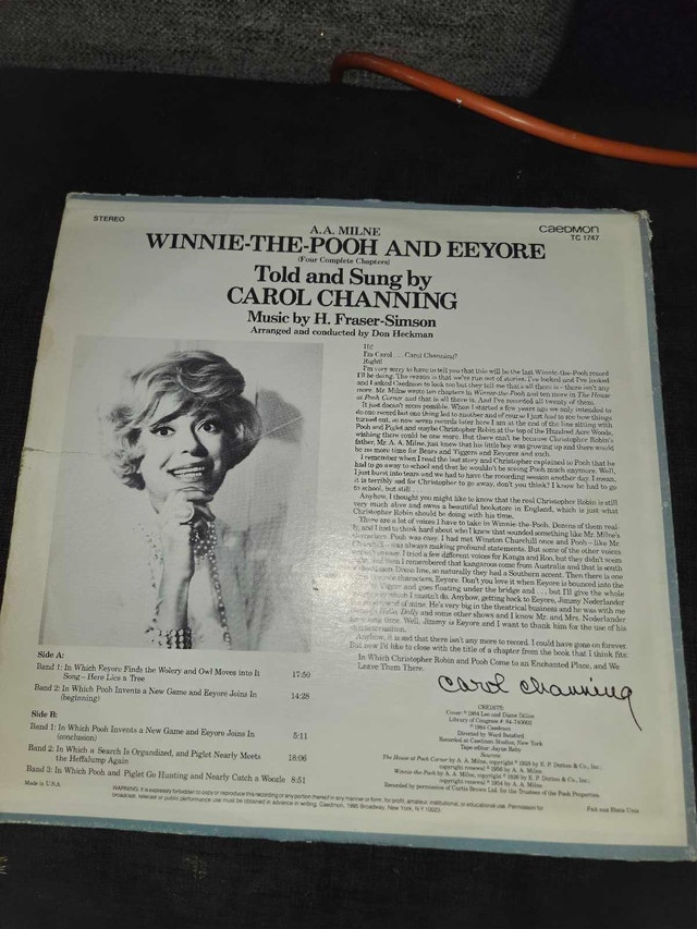 Caedmon Winnie-The-Pooh and Eeyore Vinyl Record - photo 3