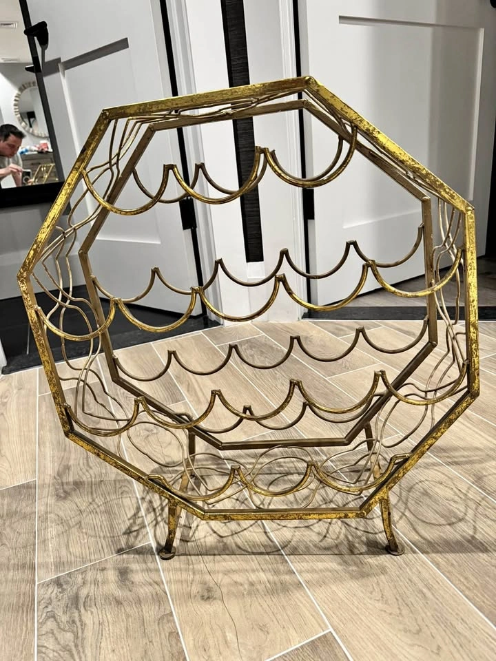 Gold Hexagonal Metal Wine Rack