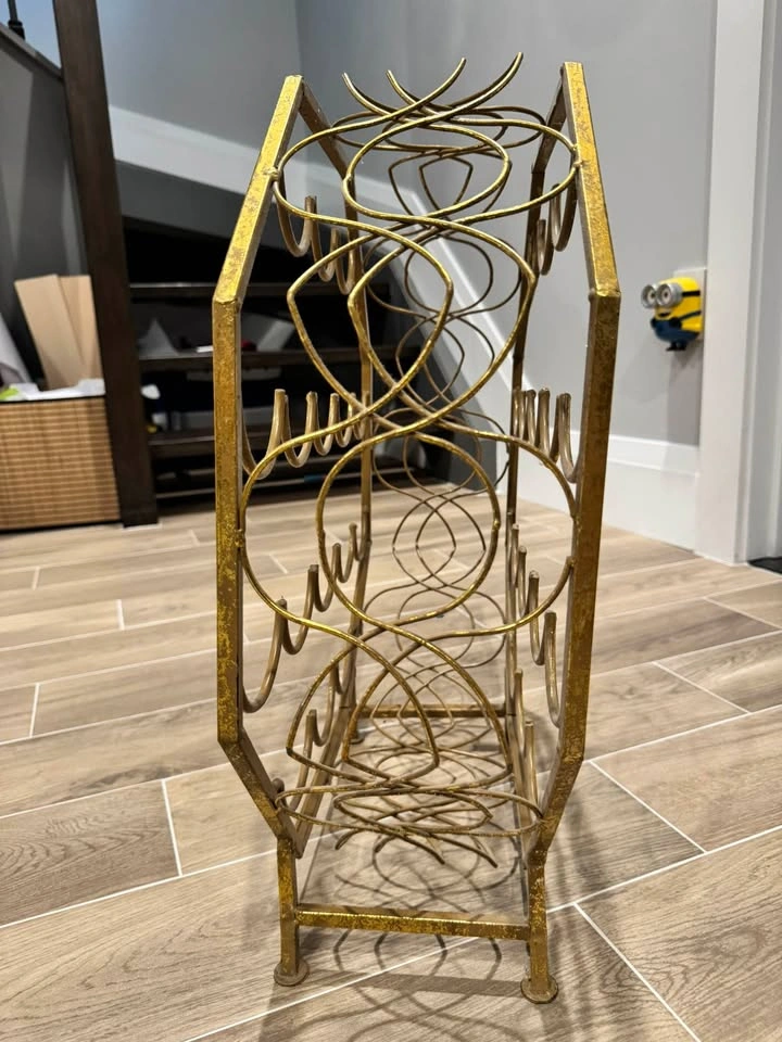 Gold Hexagonal Metal Wine Rack - photo 2
