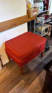 Designer Red Polka Dot Ottoman with Wood Legs - $80 - photo 2