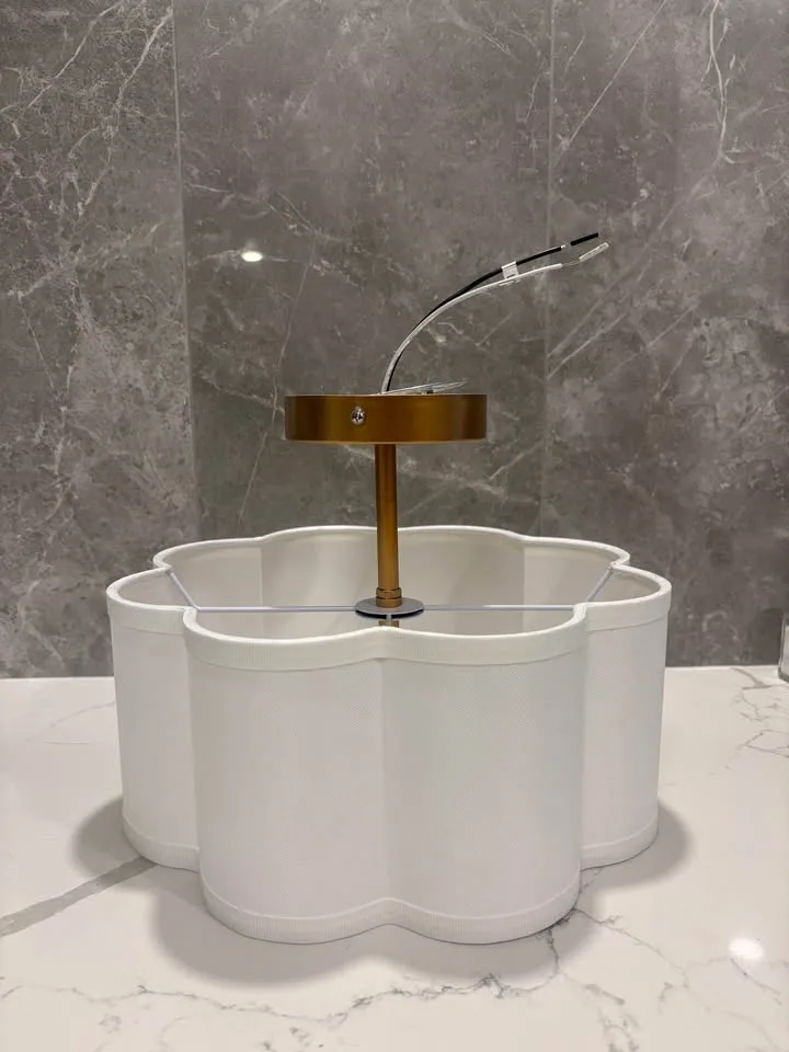 New White Flower Flush Mount Ceiling Light with Gold Hardware - photo 3