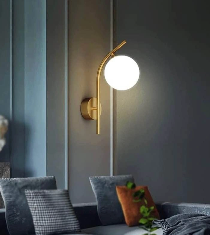 Set of 2 Gold Globe Wall Sconces – Modern Brass Wall Lights - photo 2