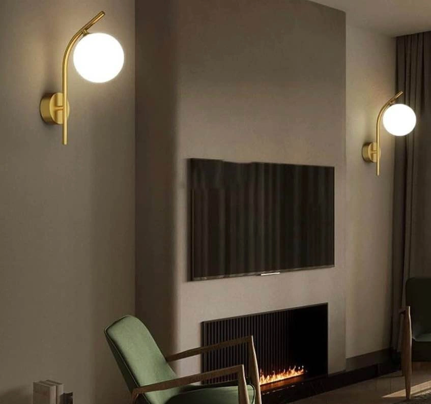 Set of 2 Gold Globe Wall Sconces – Modern Brass Wall Lights - photo 3