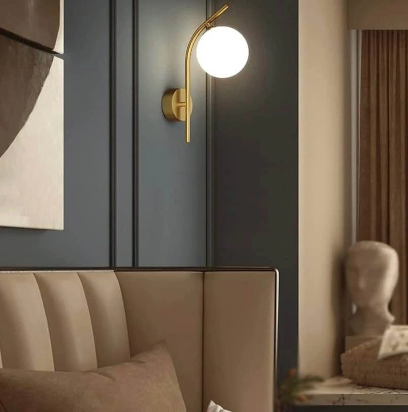 Set of 2 Gold Globe Wall Sconces – Modern Brass Wall Lights - photo 4