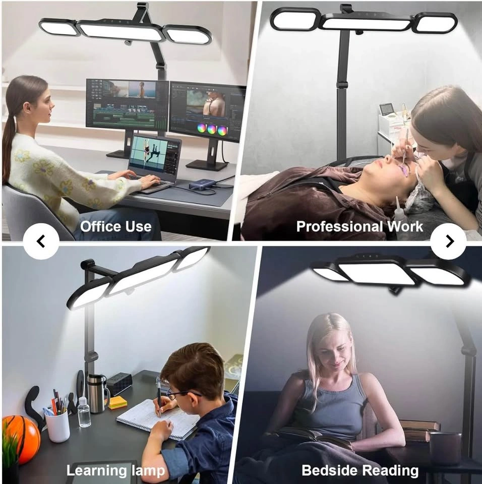 LED Desk Lamp with Clamp – 3-Panel Swing Arm Light - photo 3