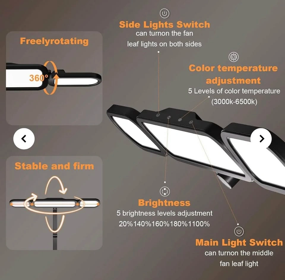 LED Desk Lamp with Clamp – 3-Panel Swing Arm Light - photo 4