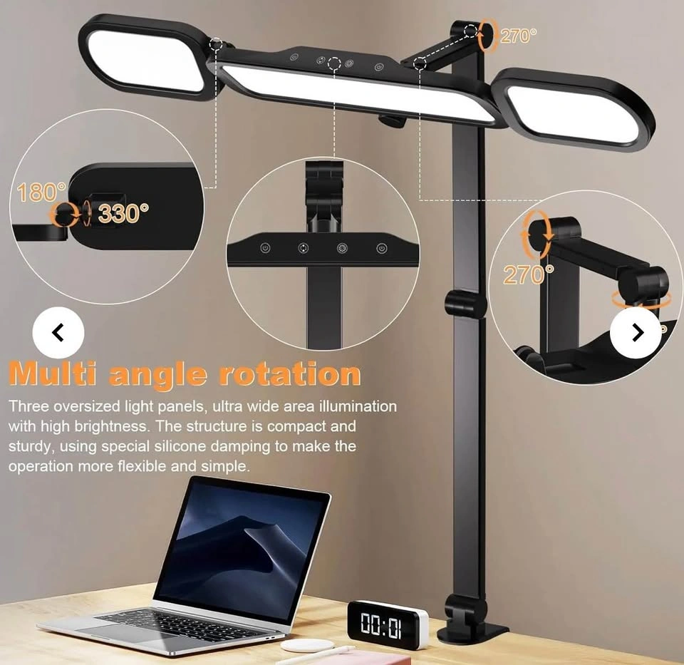 LED Desk Lamp with Clamp – 3-Panel Swing Arm Light - photo 5