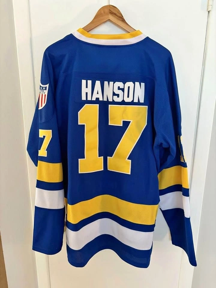 Charlestown Chiefs Hanson #17 Movie Replica Hockey Jersey XXL