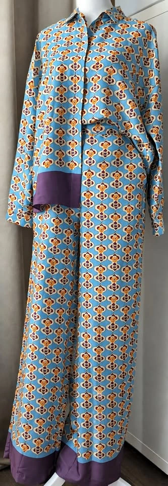 Zara Geometric Print Satin Co-Ord Set – Shirt + Trousers, S - photo 2