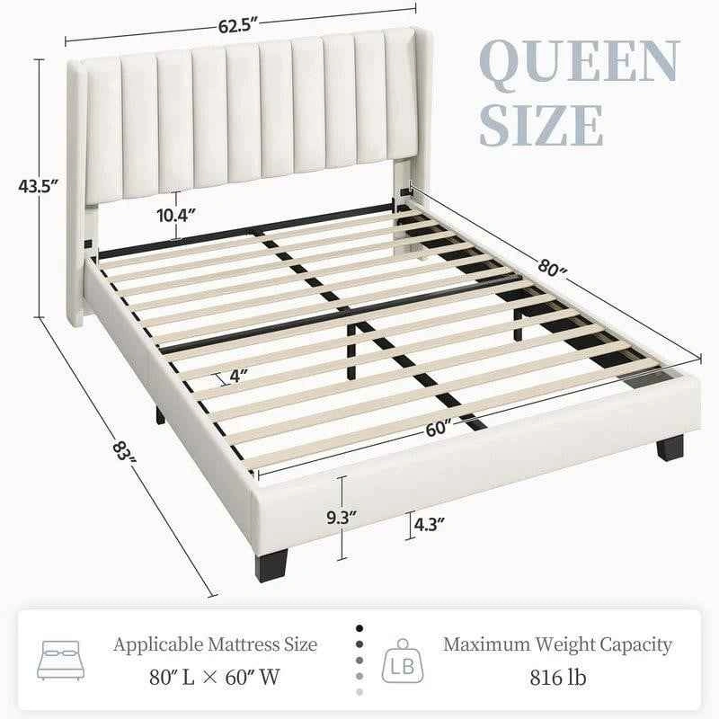 Brand New Queen Size Upholstered Platform Bed Frame - photo 2