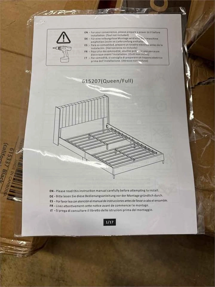 Brand New Queen Size Upholstered Platform Bed Frame - photo 3